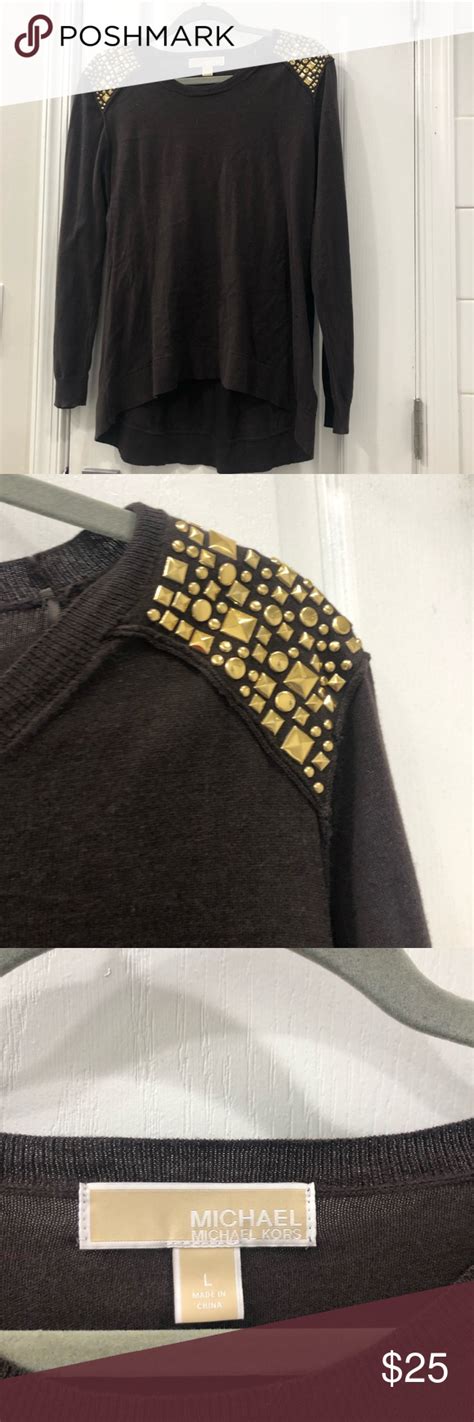 michael kors gold stud sweater|Michael Kors sweater women's.